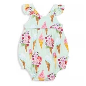 Posh Peanut Sophia Ice Cream & Floral Bubble Romper
